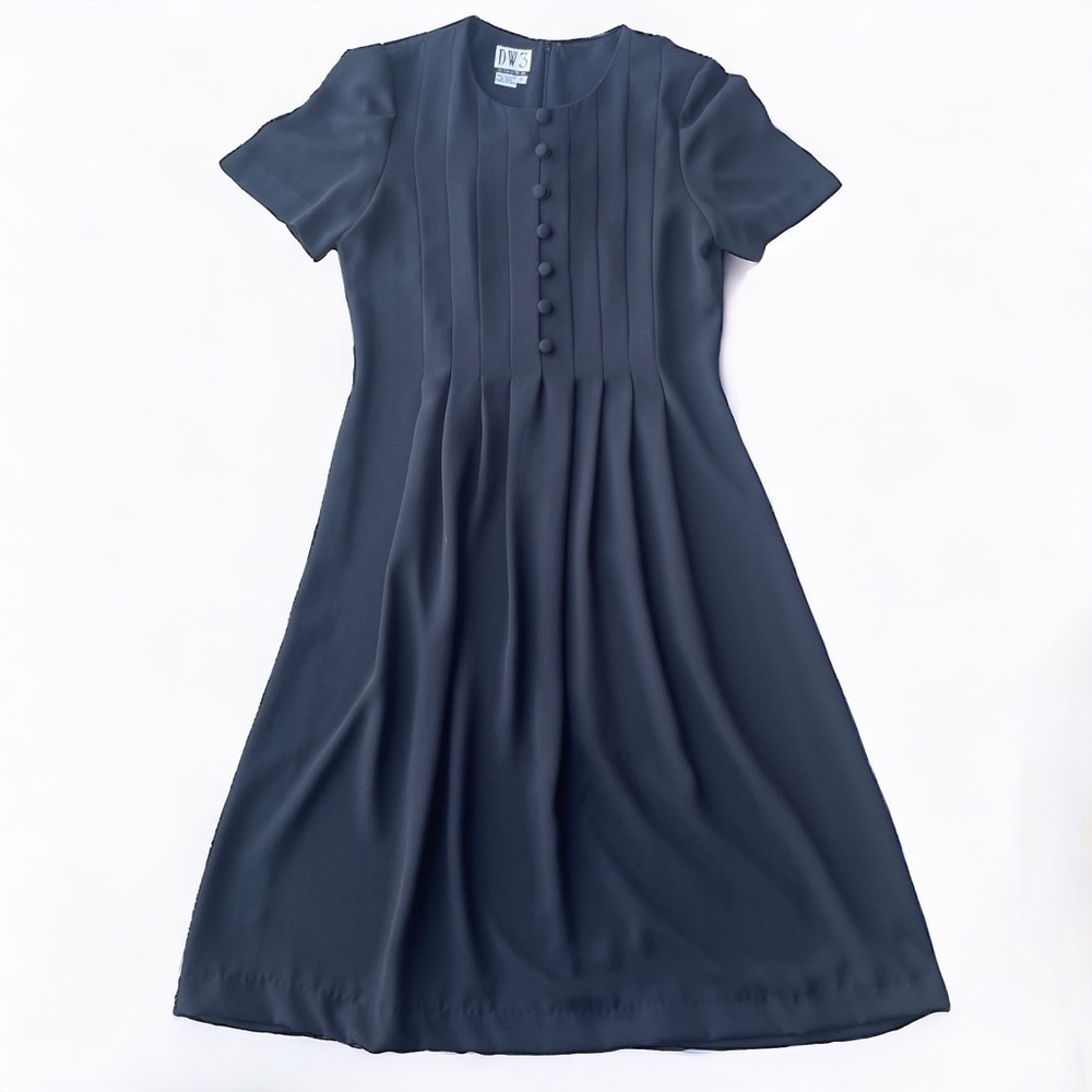 Vintage DW3 David Warren Black Midi Dress - Size 8